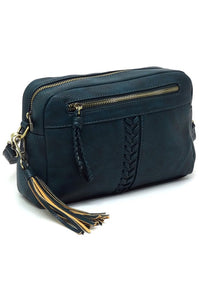 Fashion Whipstitch Tassel Crossbody Bag