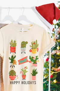 HOWDY CACTUS HAPPY HOLIDAYS Graphic T-shirt