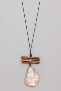 Wood Stacked Natural Stone Pendant