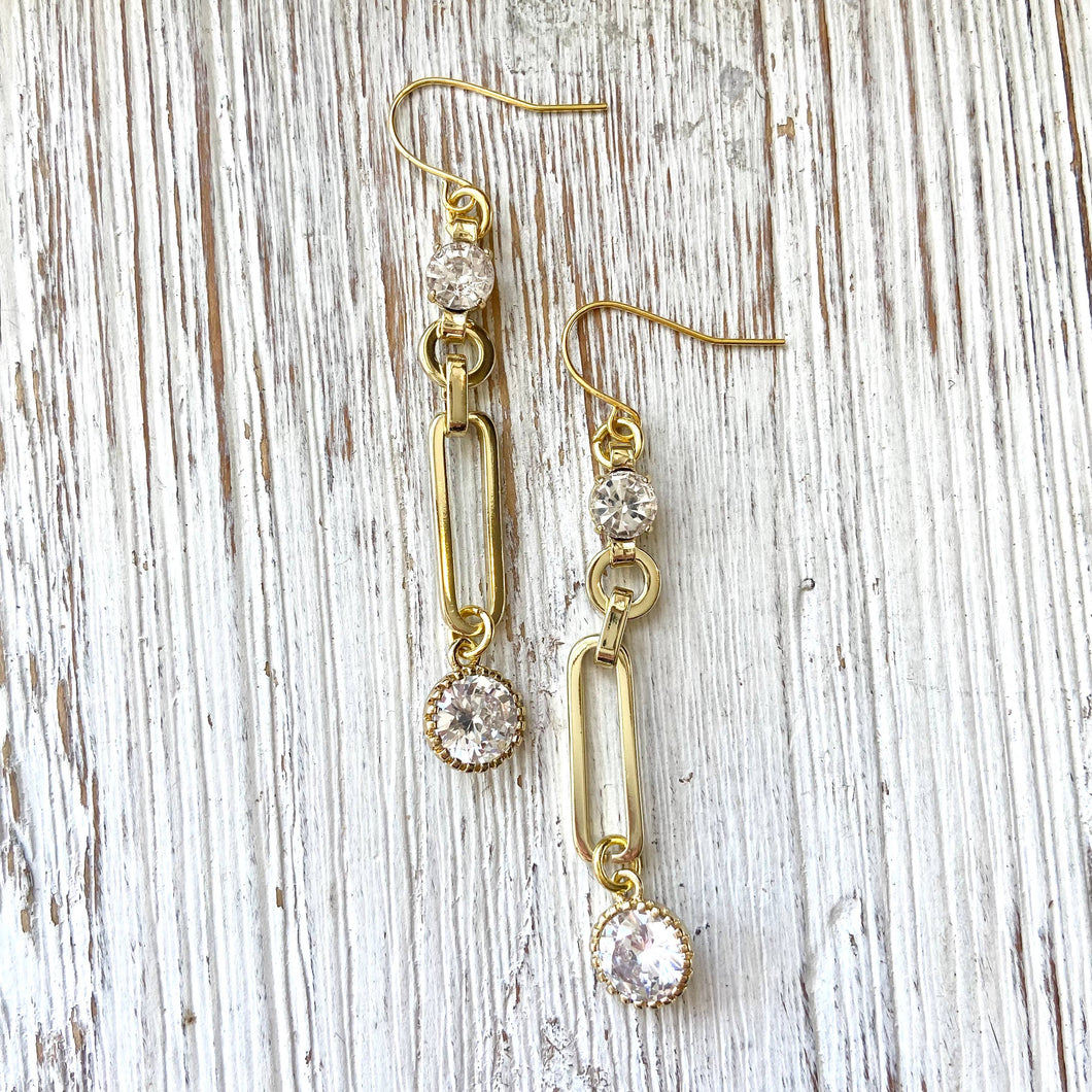 Paperclip crystal earrings