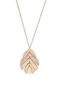 Linked Plated Leaves Pendant Necklace