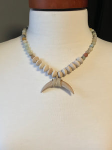 Wooden Crescent Bead Necklace